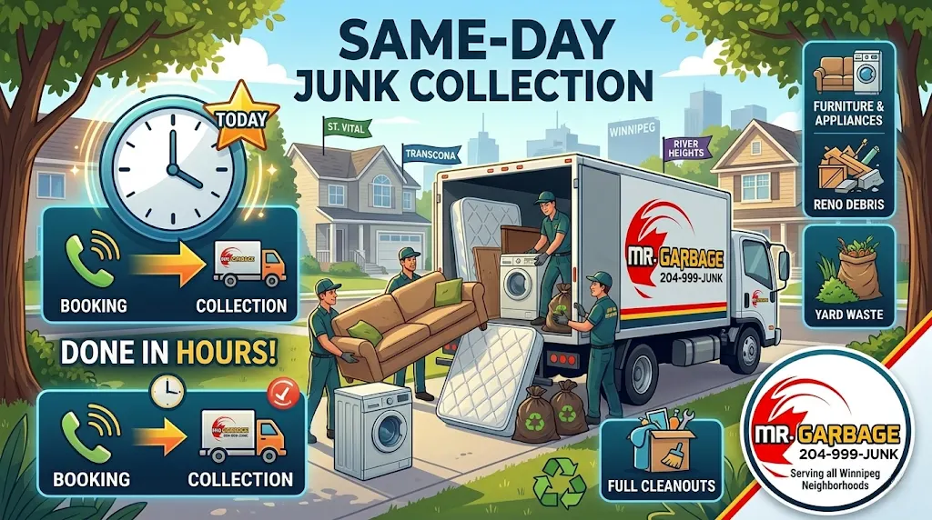 Mr. Garbage professionals providing fast, same-day residential junk collection and waste removal services in Winnipeg.
