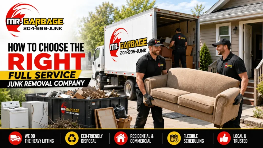 Full service junk removal company in Winnipeg with professional crews hauling furniture, appliances, renovation debris, and household clutter responsibly.